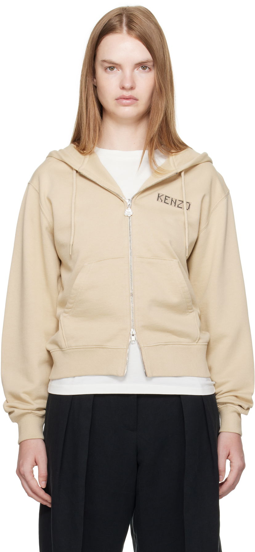 Суитчър KENZO Kenzo 'KENZO City' Zip-Up Hoodie Бежово | FF62HO2514MF