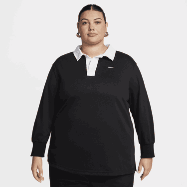 Поло тениска Nike Sportswear Essential Oversized Long-Sleeve Polo Черно | FQ1341-010, 0