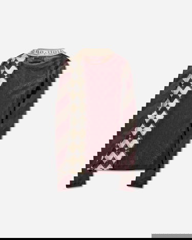 Риза Jean Paul Gaultier Mesh Patchwork Long-Sleeve Diagonal Stripe Diamond Pattern Top Многоцветен | 26-01-W-TO422-M015P 90, 2