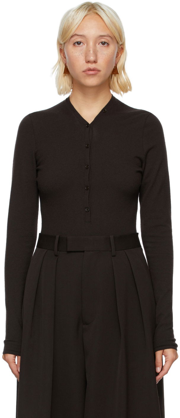 боди Bottega Veneta Cashmere V-Neck Bodysuit Черно | 648819 VKSE0, 0