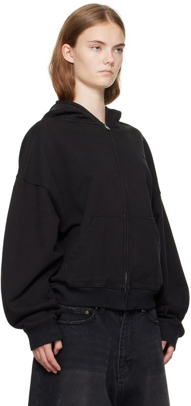 Суитчър We11done We11done Cropped Zip-Up Hoodie Черно | WD-TJ2-24-853-U-BK, 1