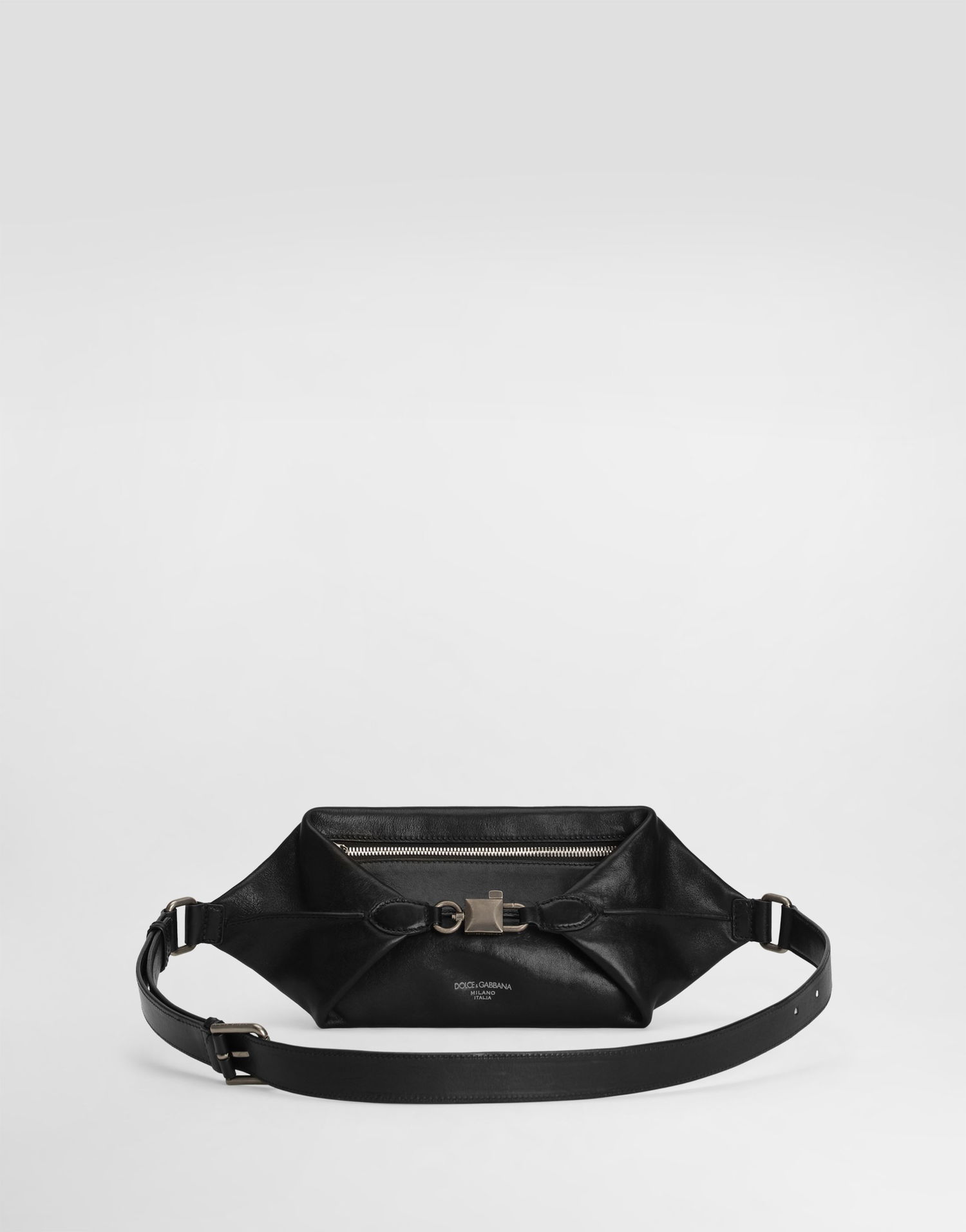 Чанта за кръста Dolce & Gabbana Lock Belt Bag in Tempesta Calfskin Черно | BM2188AU99480999, 0