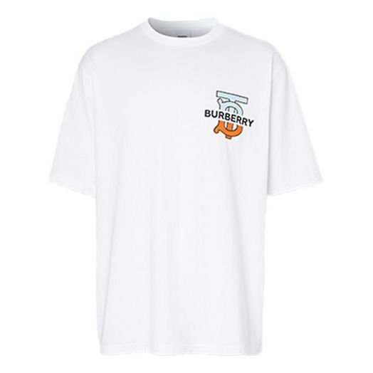 Тениска Burberry Loose Short Sleeve T-Shirt With Logo Print Бяло | 80321861