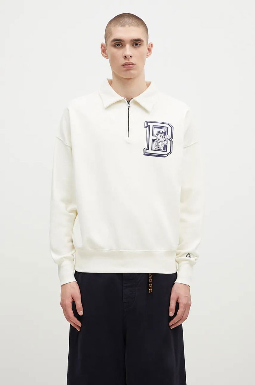 Поло тениска BILLIONAIRE BOYS CLUB College Print Quarter Zip Sweatshirt Бяло | B24343