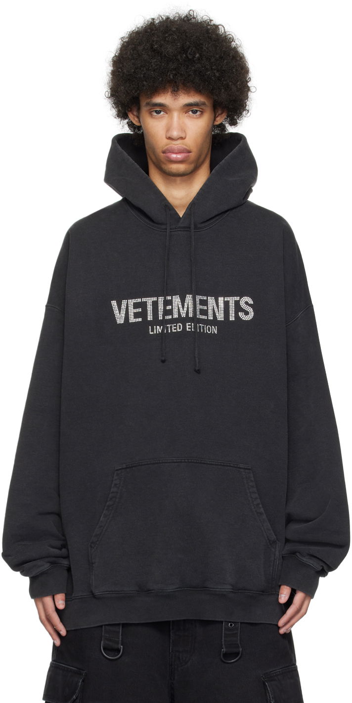 Суитчър VETEMENTS Crystal-Cut Hoodie Черно | UE64HD650B