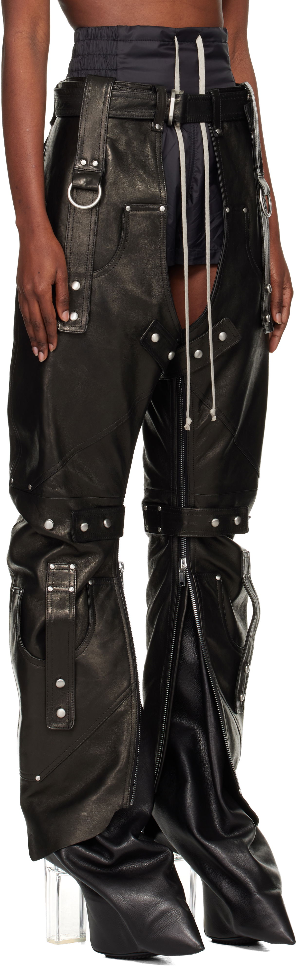 Панталони Rick Owens Concordians Leo Prothmann Edition Chaps Leather Trousers Черно | RO02E4436 LNV, 1