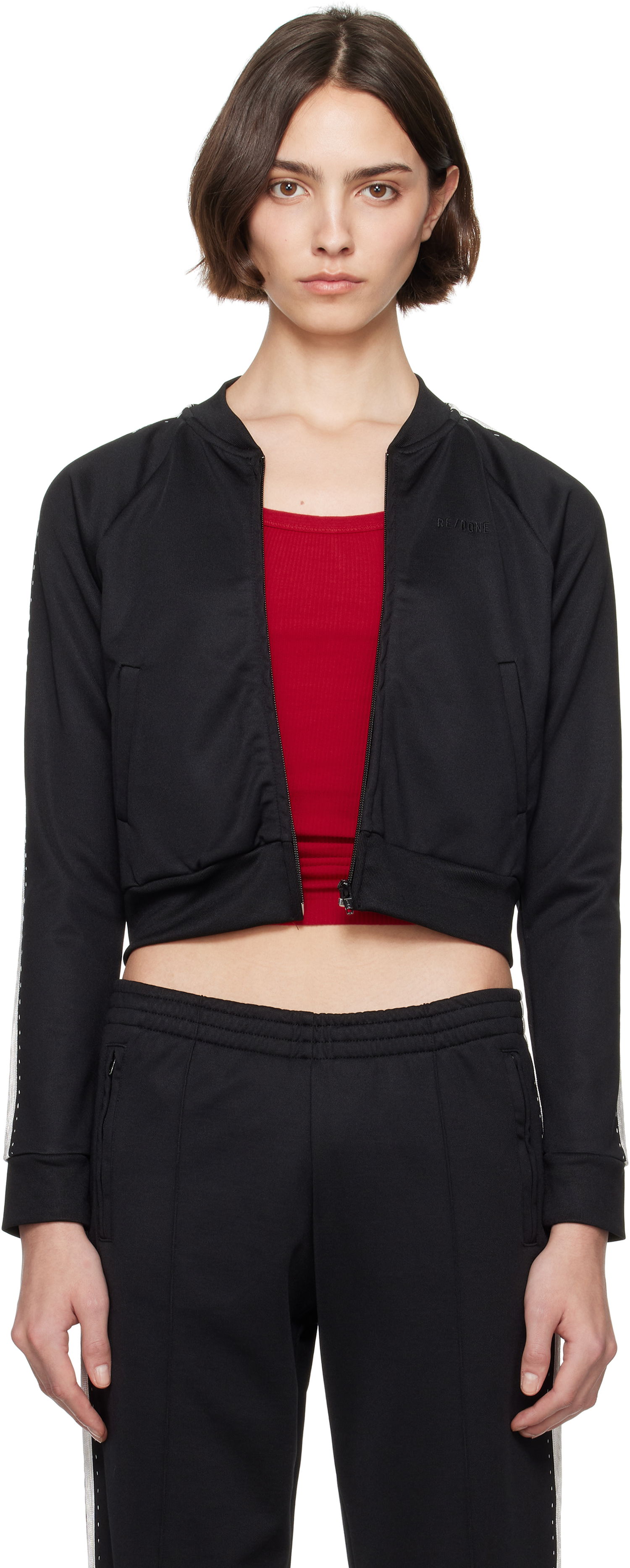 Яке бомбър RE/DONE Re/Done Sunland Cropped Track Jacket Черно | 374-06WTRKJKT, 0