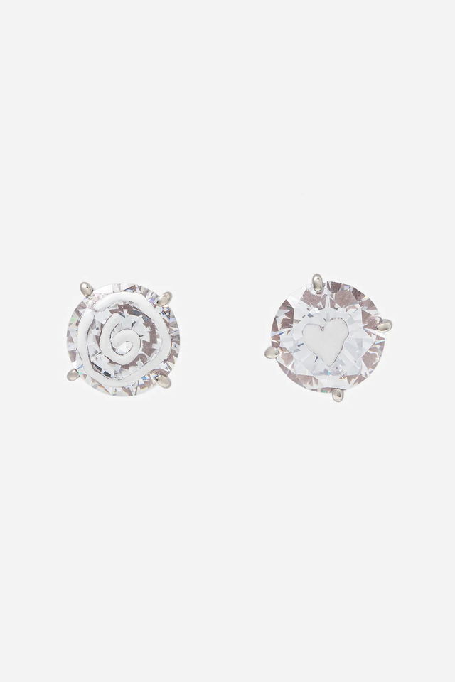 MM6 Maison Margiela Stud Earrings with Spiral and Heart Design