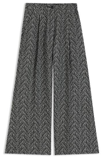 Панталони BOSS Regular-fit wide-leg trousers in herringbone tweed Сиво | 50548286