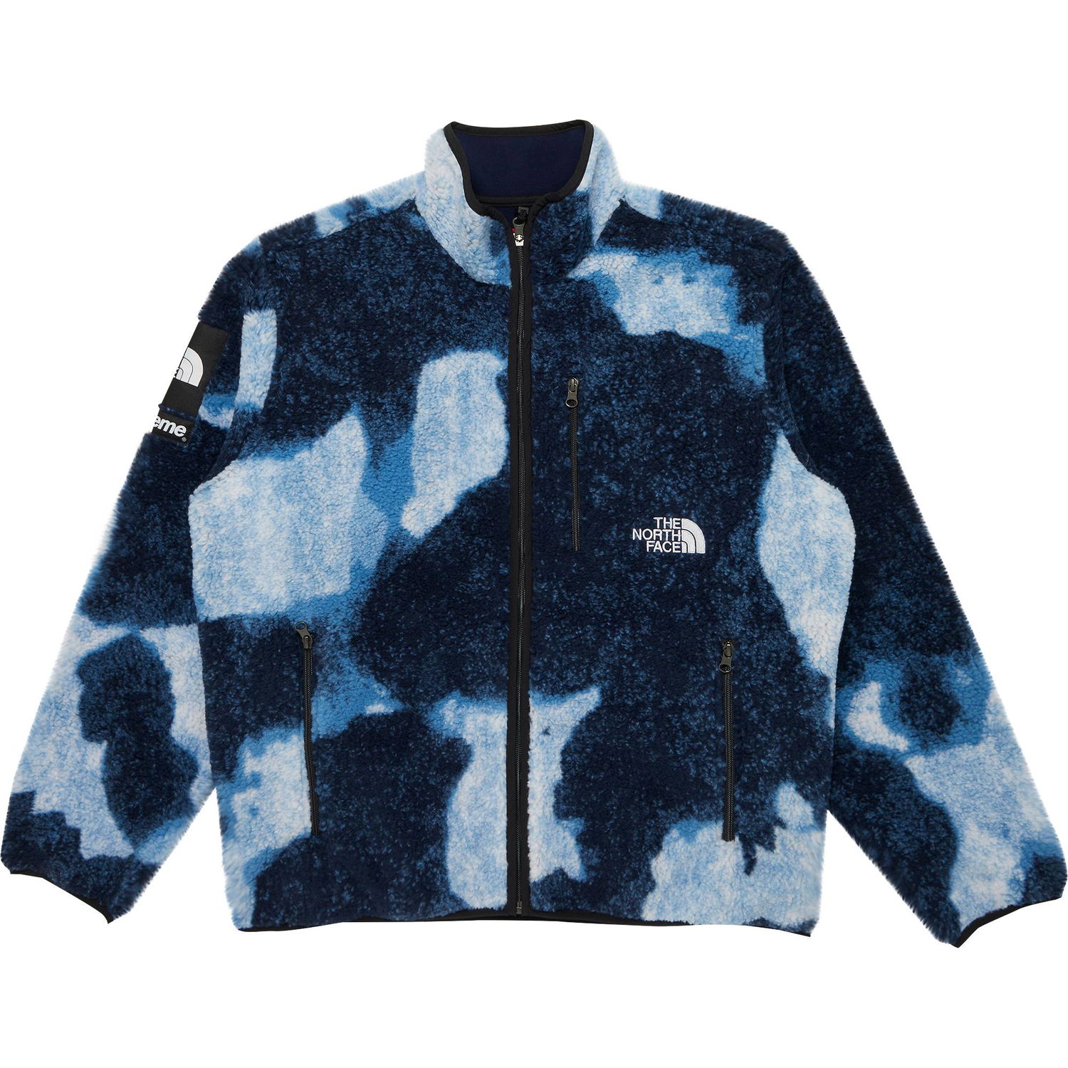 Яке Supreme The North Face x Bleached Denim Print Fleece Jacket Синьо | FW21J57 INDIGO, 1