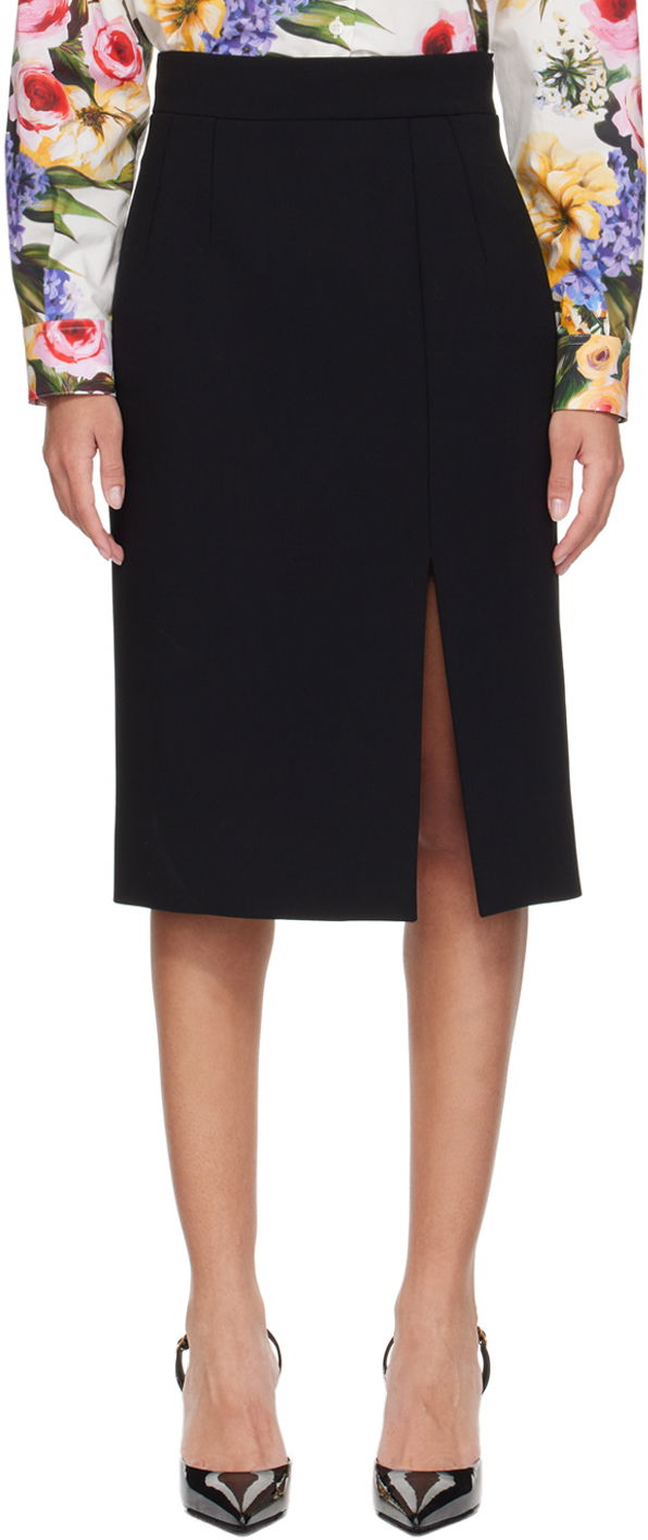 Пола Dolce & Gabbana Dolce&Gabbana Slit Midi Skirt Черно | F4CU7T FUBF1, 0