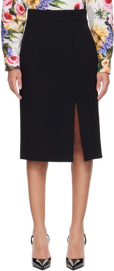 Пола Dolce & Gabbana Dolce&Gabbana Slit Midi Skirt Черно | F4CU7T FUBF1, 0