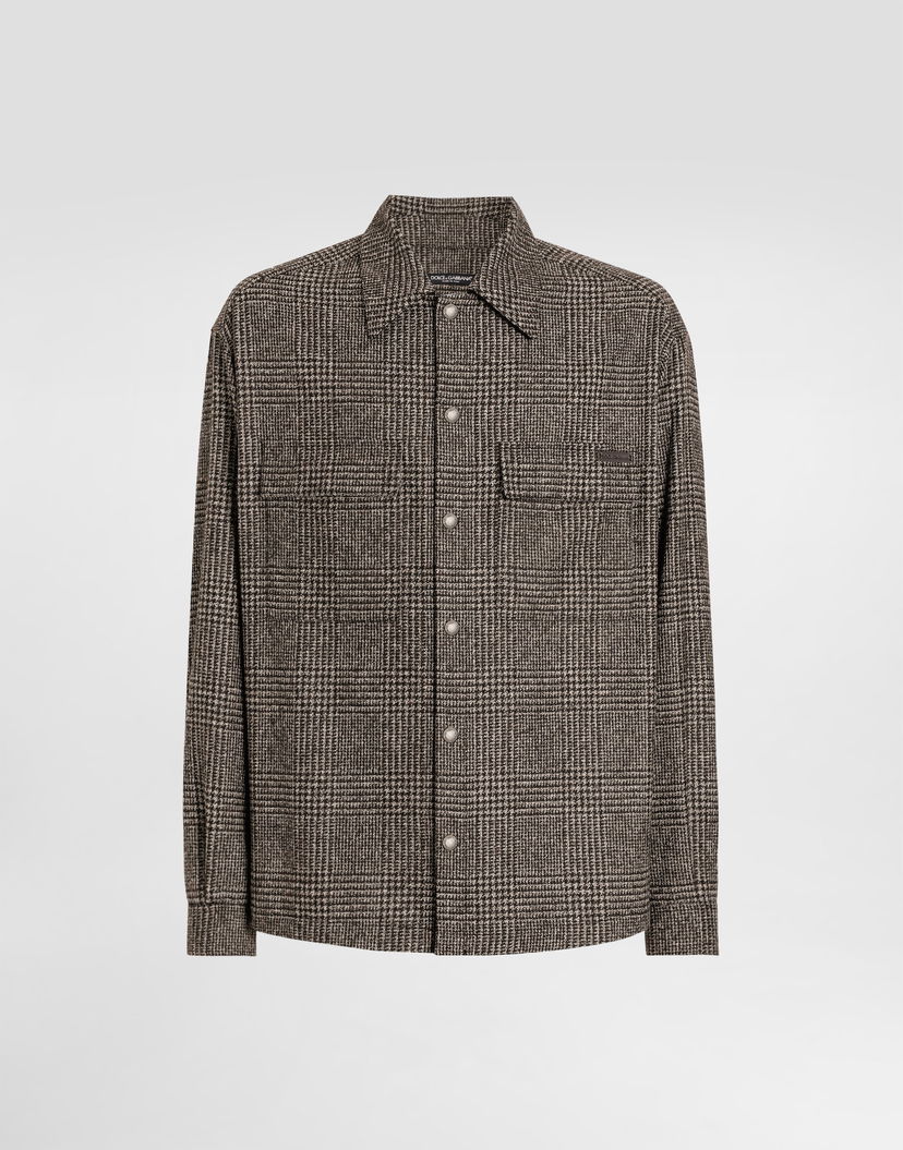 Риза Dolce & Gabbana Dolce & Gabbana Glen Plaid Alpaca Shirt Кафяво | G5MM6TFQMKDS8101