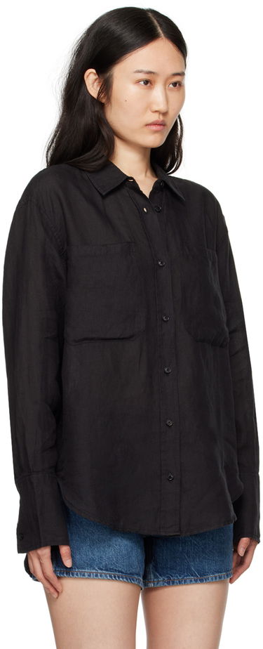 Риза Anine Bing ANINE BING Dante Linen Shirt Черно | A-07-4836-BLK26, 1