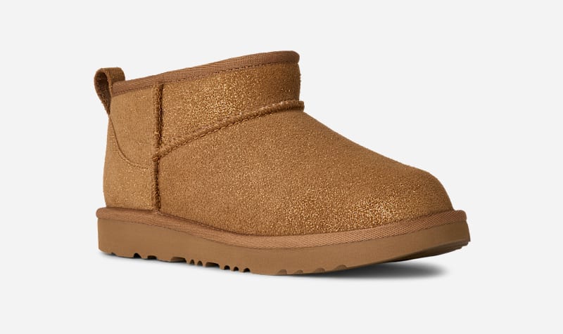 Кецове и обувки UGG Classic Ultra Mini Dazzle Boot Suede Кафяво | 1171291K-CHE, 1