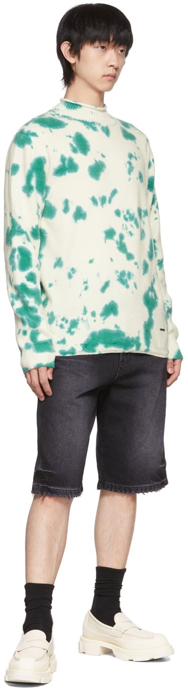 Пуловер We11done Tie-Dye Mock Neck Sweater Зелено | WD-KT1-22-604-U-GR, 3