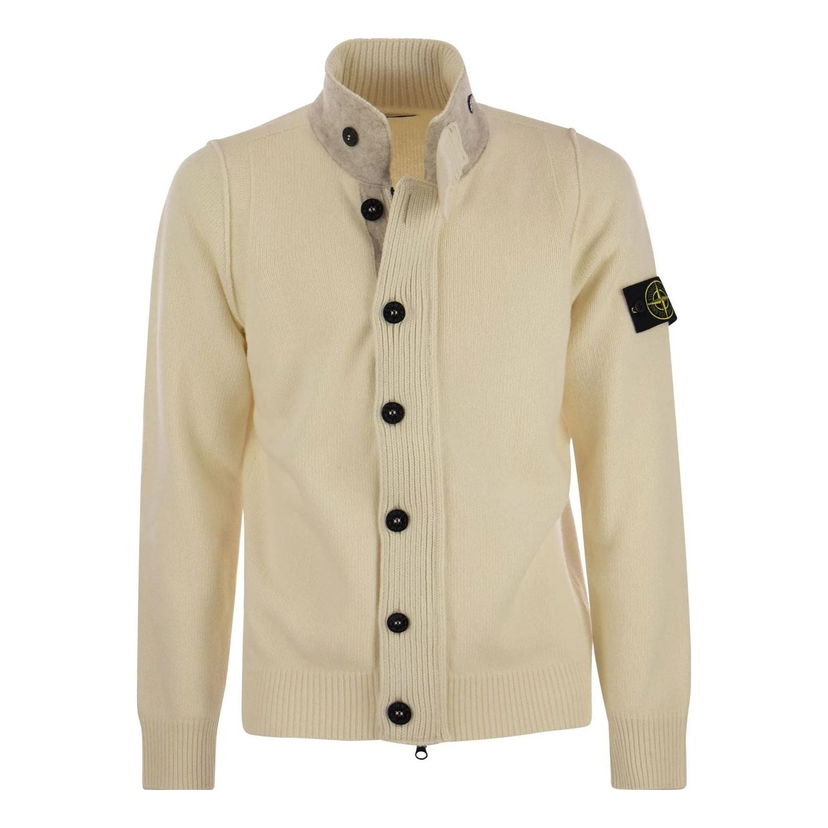 Пуловер Stone Island High Neck Logo Patch Cardigan Бежово | 7915547A3-V0099