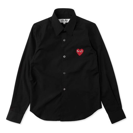 Риза Comme des Garçons COMME des GARCONS PLAY Long Sleeve Shirt with Red Heart Emblem Черно | AZ-B001-051-1, 0