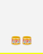 Set of 2 Multicolor Porcelain Napkin Rings