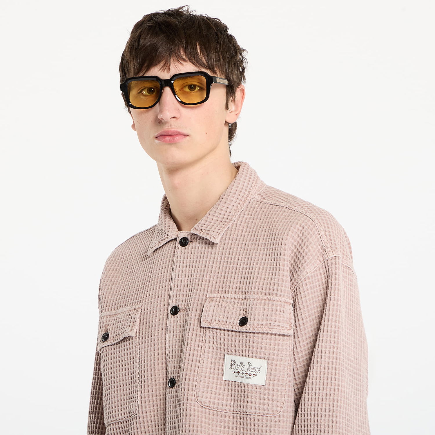 Риза Brain Dead Brain Dead Waffle Button Front Shirt Розово | BDF25T22004525BR14, 1