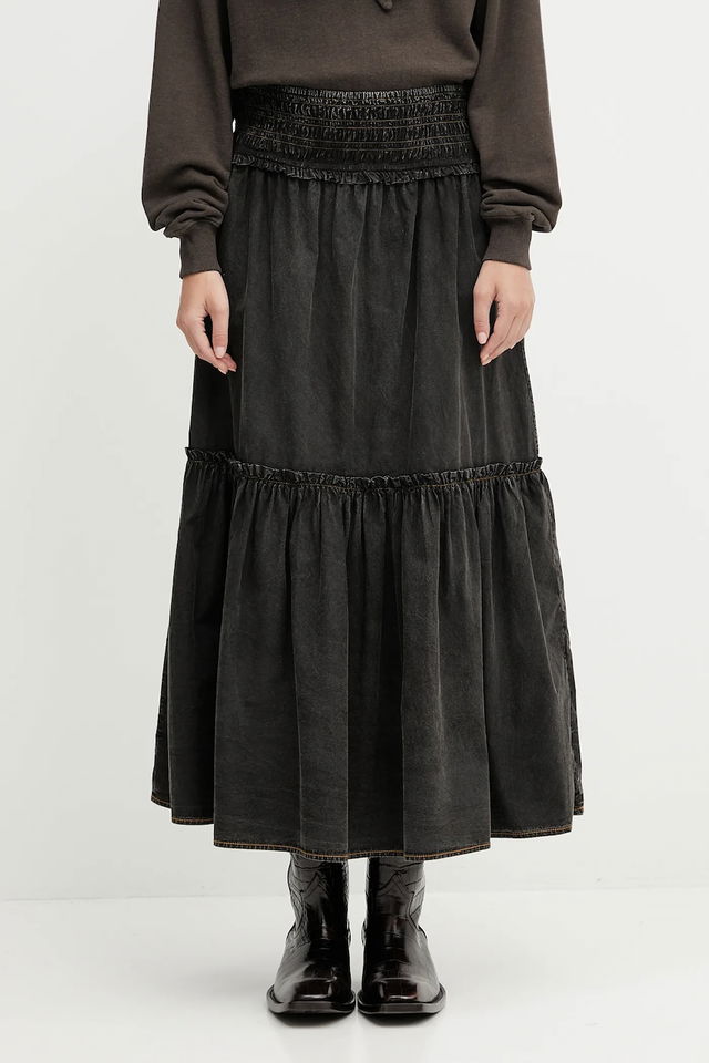 GANNI Garment Dyed Cotton Smock Maxi Skirt