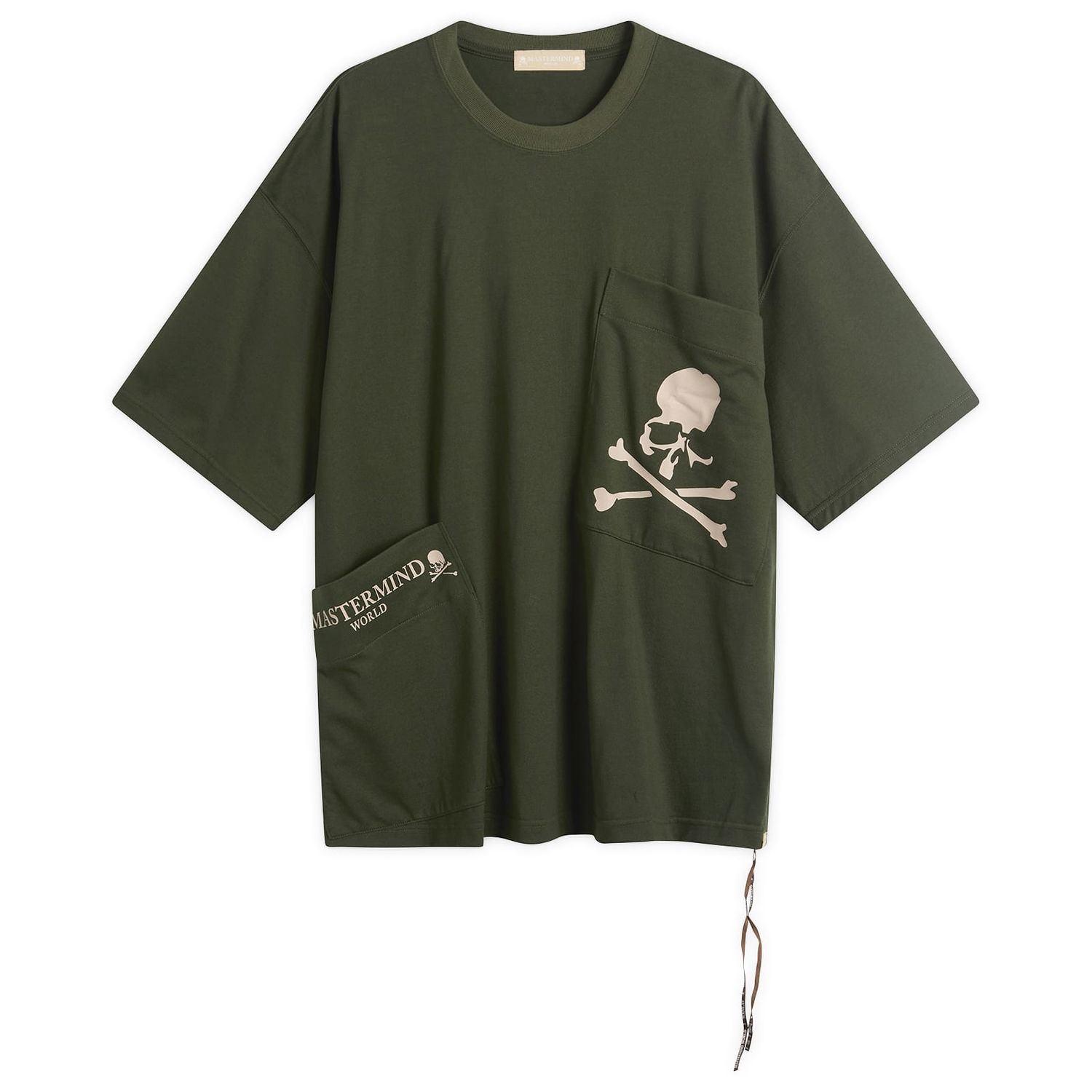 Тениска Mastermind WORLD MASTERMIND WORLD Multi Pocket Skull and Crossbones Short Sleeve T-Shirt Size Large Зелено | MW25S15-TS025-012OLV, 1
