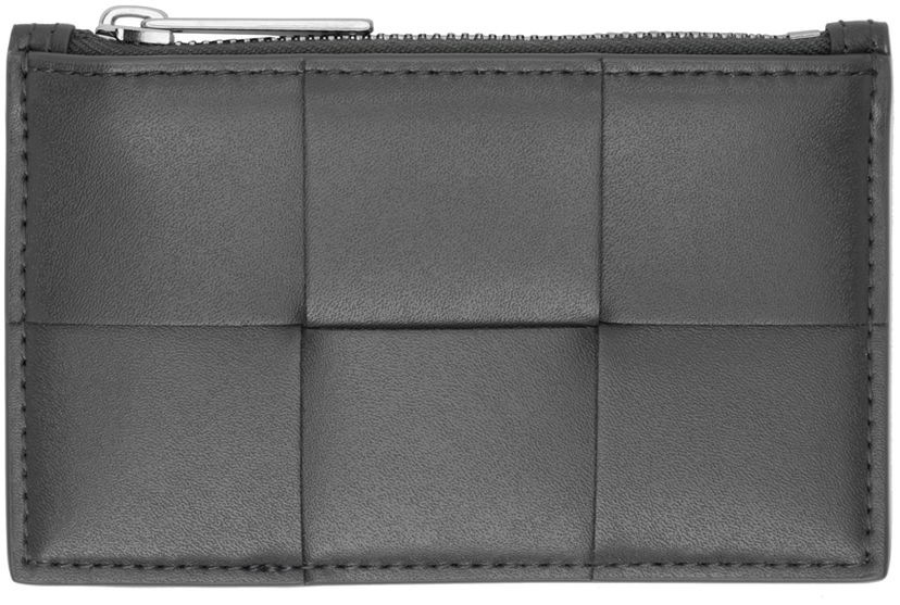 Портфейл Bottega Veneta Zippered Card Holder Сиво | 749456VBWD4