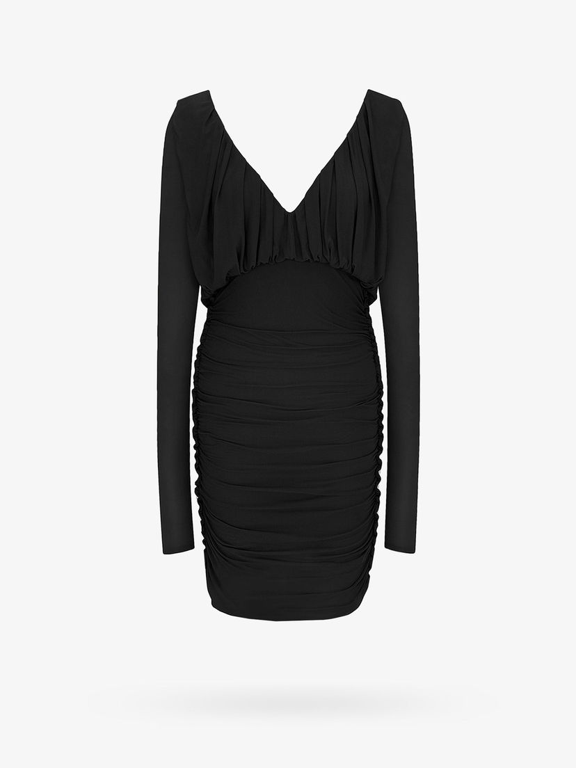 Pокля Saint Laurent Long Sleeve Mini Dress Черно | 729749Y5G981000