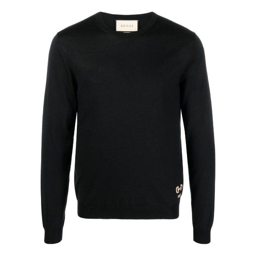 Пуловер Gucci Wool Sweater With Horsebit Intarsia Черно | 730974-XKCOR-1000, 0