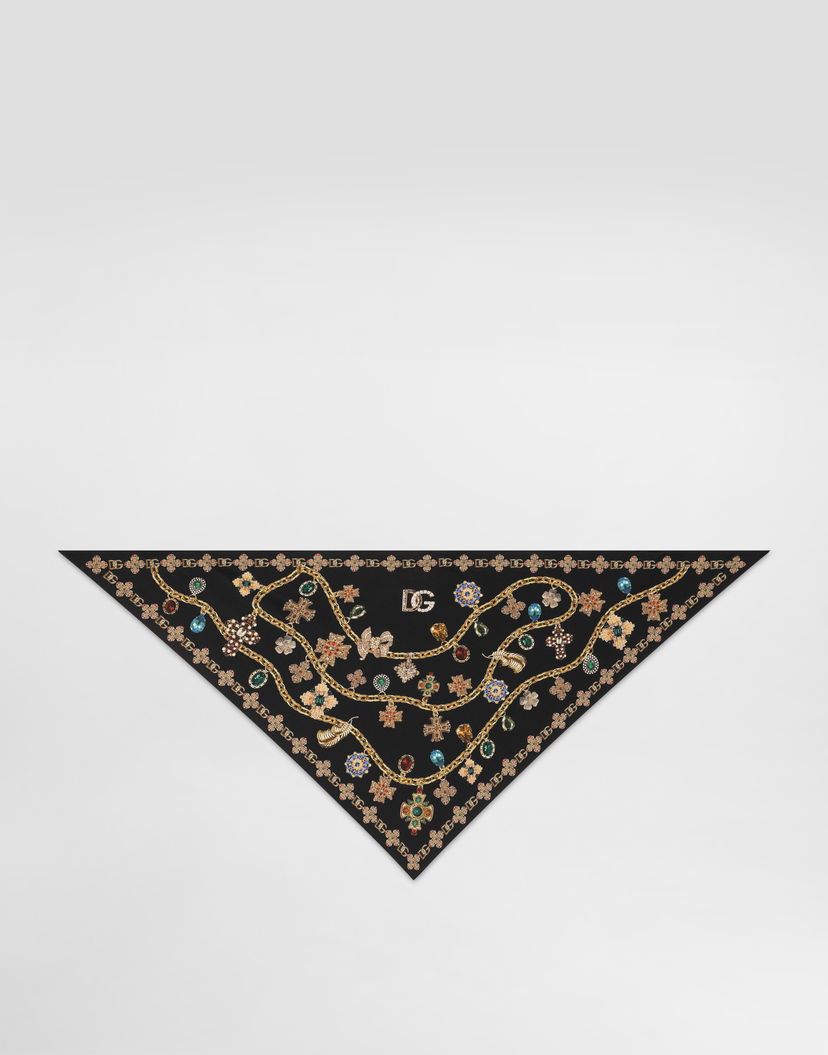 Шал Dolce & Gabbana Dolce & Gabbana Silk Twill Jewelry Print Stole Черно | FS326AGDDAYHN5SB