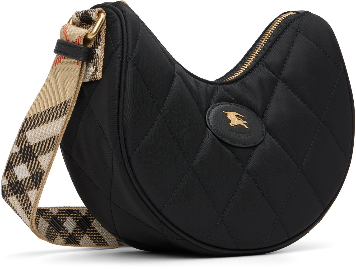 Чанта през рамо Burberry Burberry Quilted Horseshoe Crossbody Bag Черно | 8111928, 1