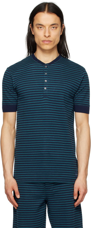 Тениска Paul Smith Paul Smith Striped Henley T-Shirt Синьо | M1A-595-KU184-47, 0