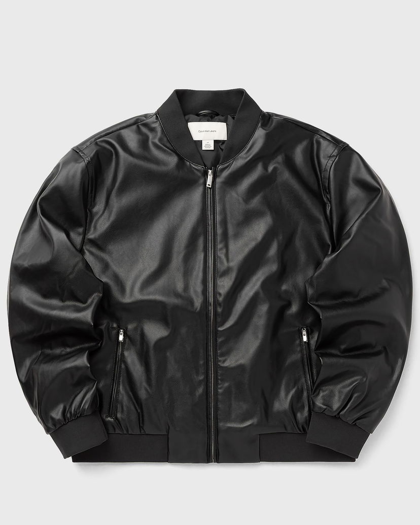 Яке бомбър CALVIN KLEIN D6 Faux Leather Bomber Jacket Черно | LV04RC407GUB1