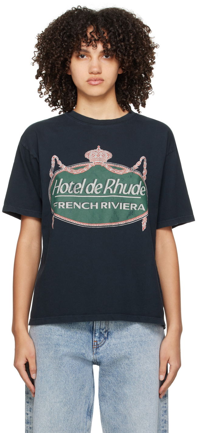 Тениска Rhude Black 'Riviera' T-Shirt Черно | RHPS24TT09012610