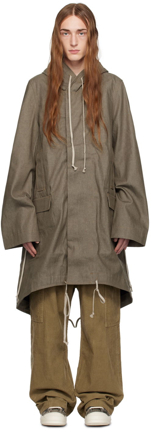 Палта Rick Owens DRKSHDW Fishtail Coat Бежово | DL02C3990 DJP, 0