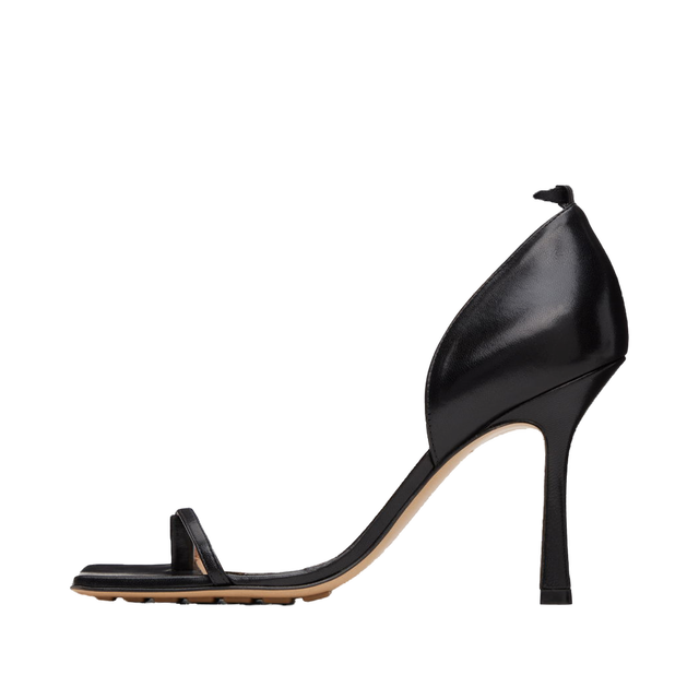 Stretch Strap Heeled Sandals "Black"