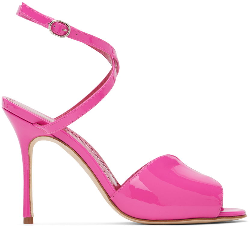 Грижа за обувките Manolo Blahnik Manolo Blahnik Hourani 105 Heeled Sandals Розово | 123-2189