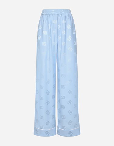 Пижама Dolce & Gabbana Silk Satin Jacquard Logo Pajama Pants Синьо | FTAMPTFJ1JOF3981, 0