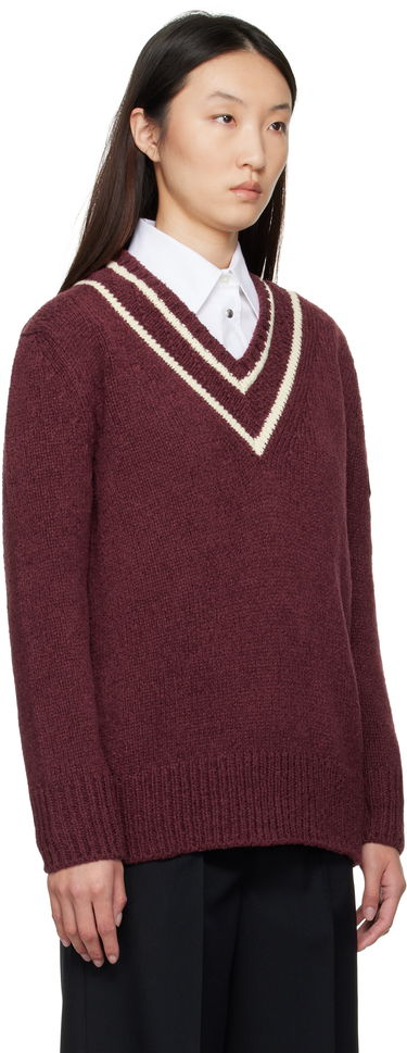 Пуловер Moncler Moncler Padded V-Neck Sweater Бургунди | K20939D00001M5493, 1