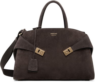 Дамска чанта FERRAGAMO Ferragamo Hug L Suede Satchel Сиво | 779241, 0