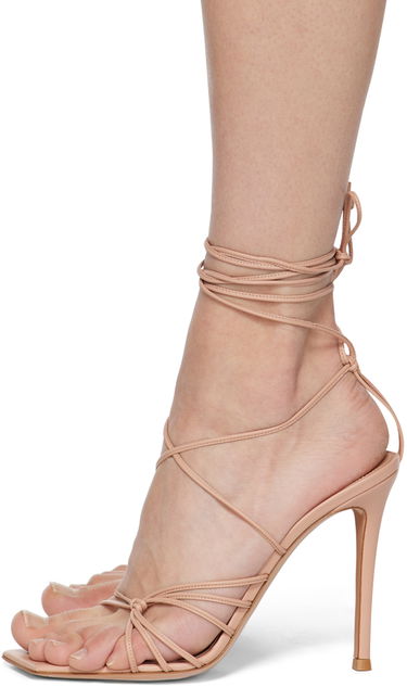 Кецове и обувки Gianvito Rossi Gianvito Rossi Sylvie Lace-Up Heeled Sandals Бежово | G32016.15RIC.NAP, 2