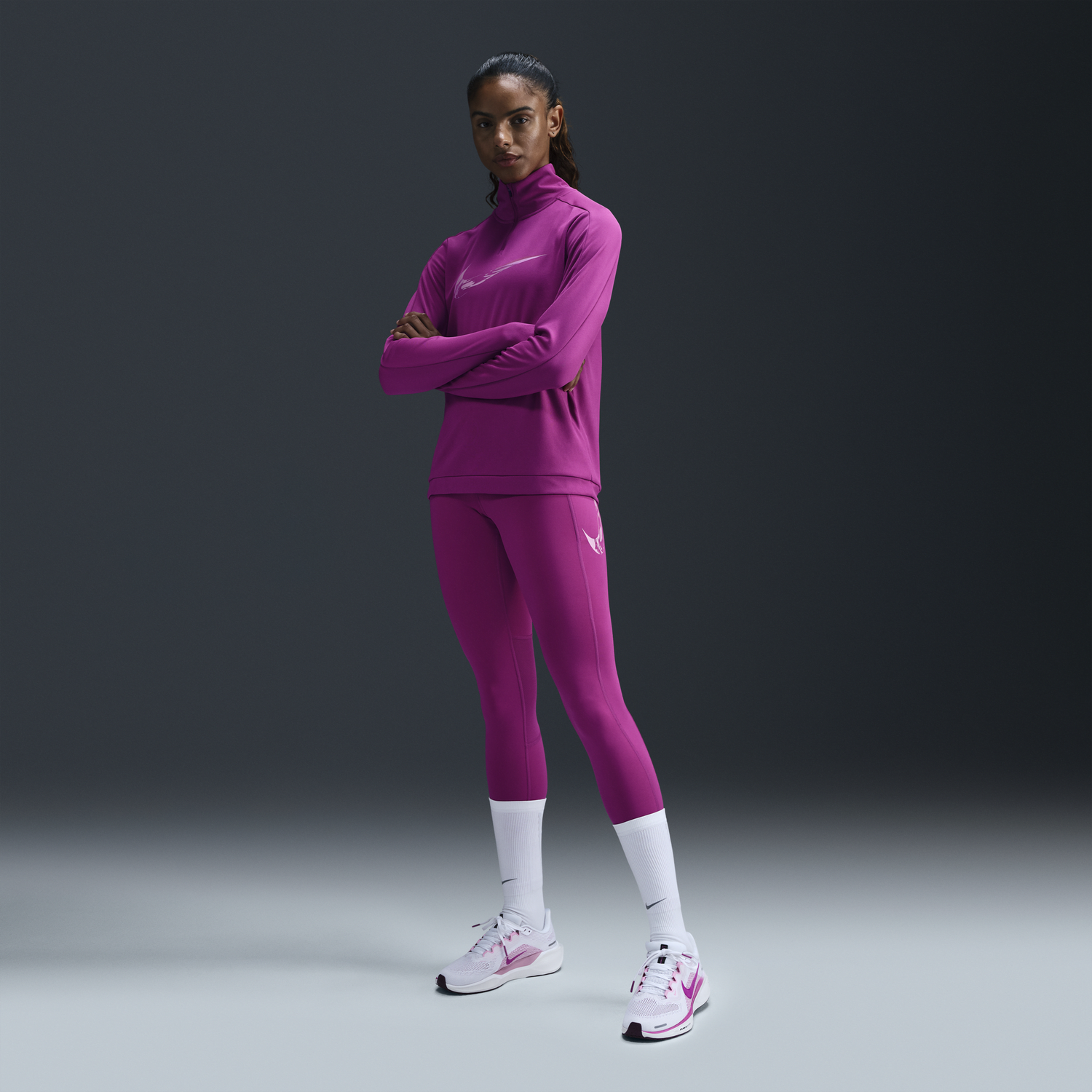 Клинове Nike 7/8 Running Leggings Fast Mid-Rise Лилаво | FV6682-518, 0