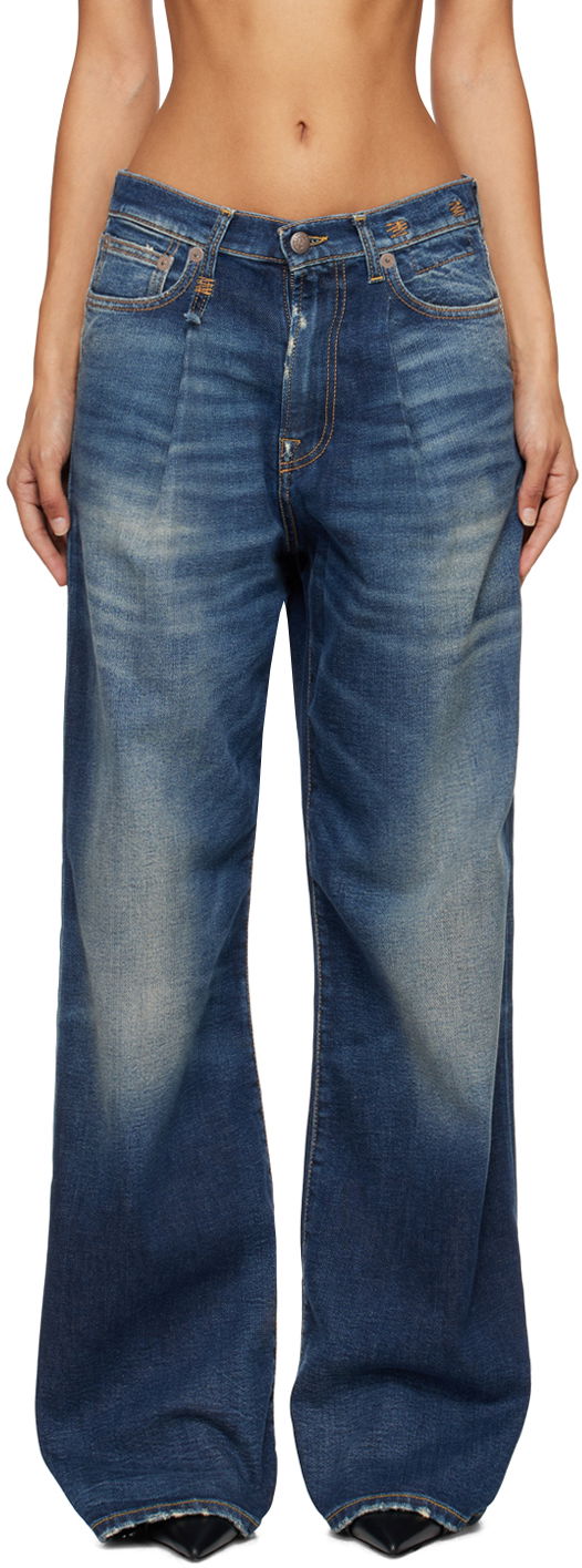 Дънки R13 R13 Damon Wide-Leg Jeans Синьо | R13W3147-D144A, 0