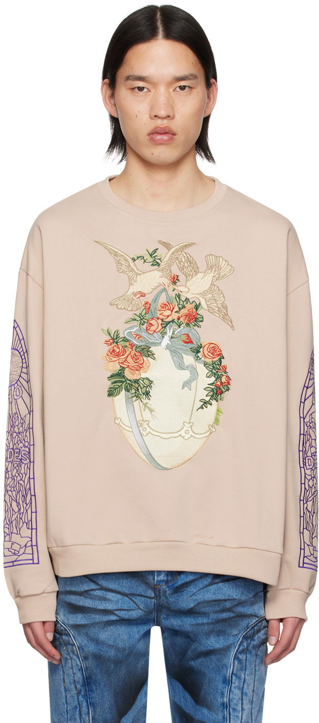 Суитчър Who Decides War Who Decides War Gift Doves and Roses Embroidered Sweatshirt Бежово | 1110230033SS24, 0