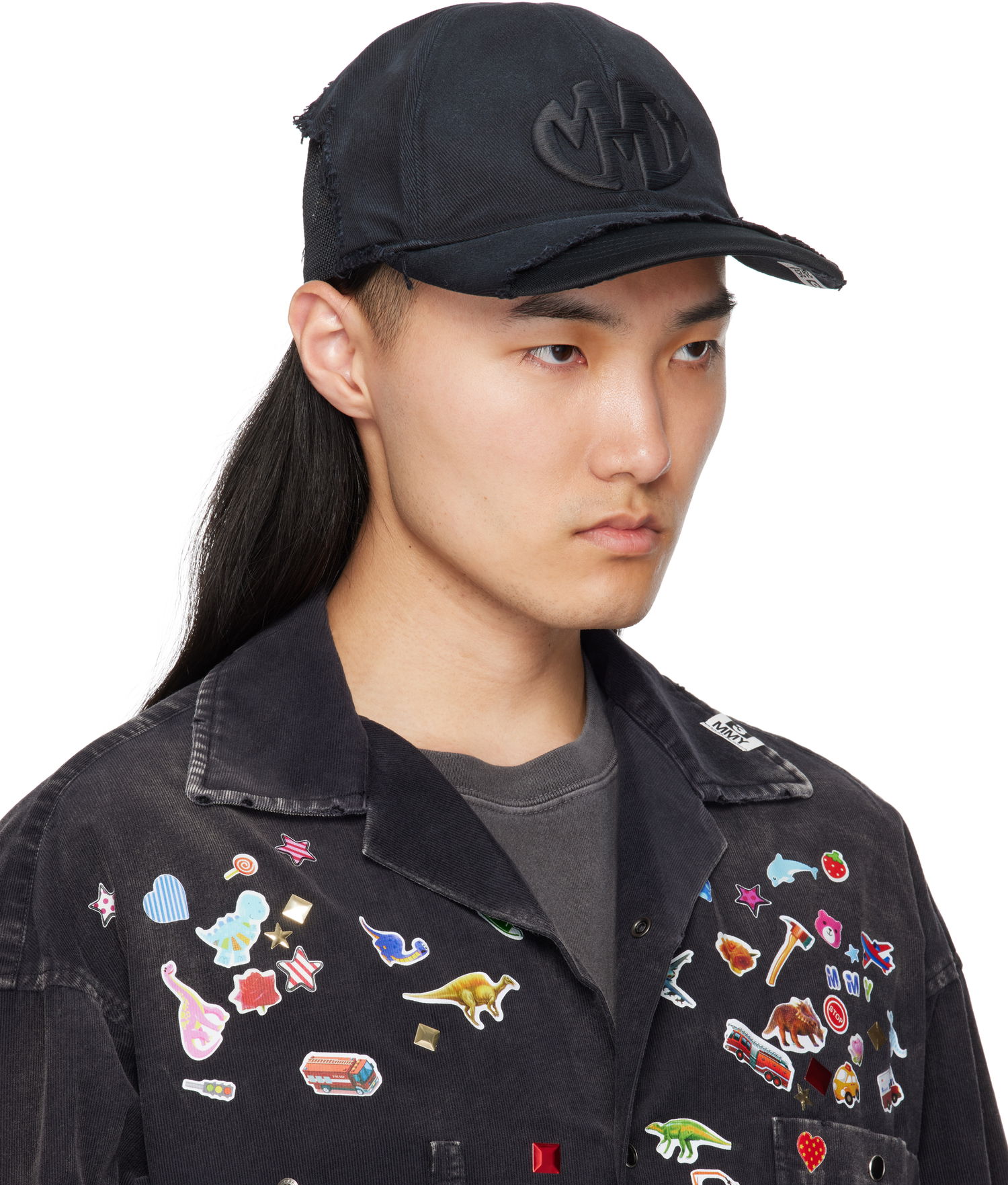 Шапка с козирка Maison MIHARA YASUHIRO Maison MIHARA YASUHIRO CA4LA Edition Crushed Detail Cap Черно | A14AC401, 1