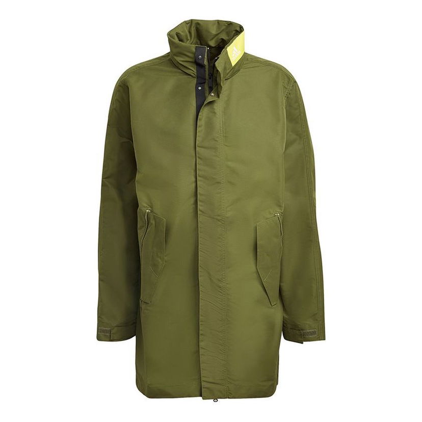 Дъждобран adidas Originals Mid-Length Parka with Stand Collar Зелено | GM5761