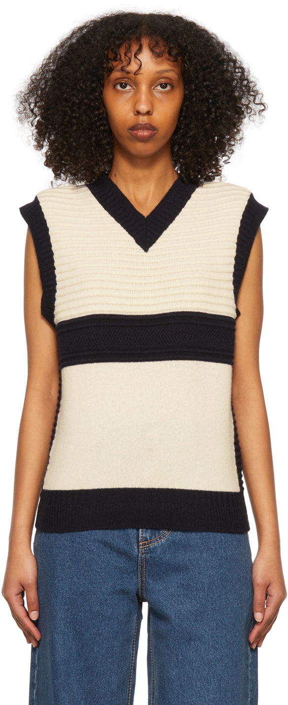 Пуловер Eytys Striped Knit Vest Бяло | MAMR, 0