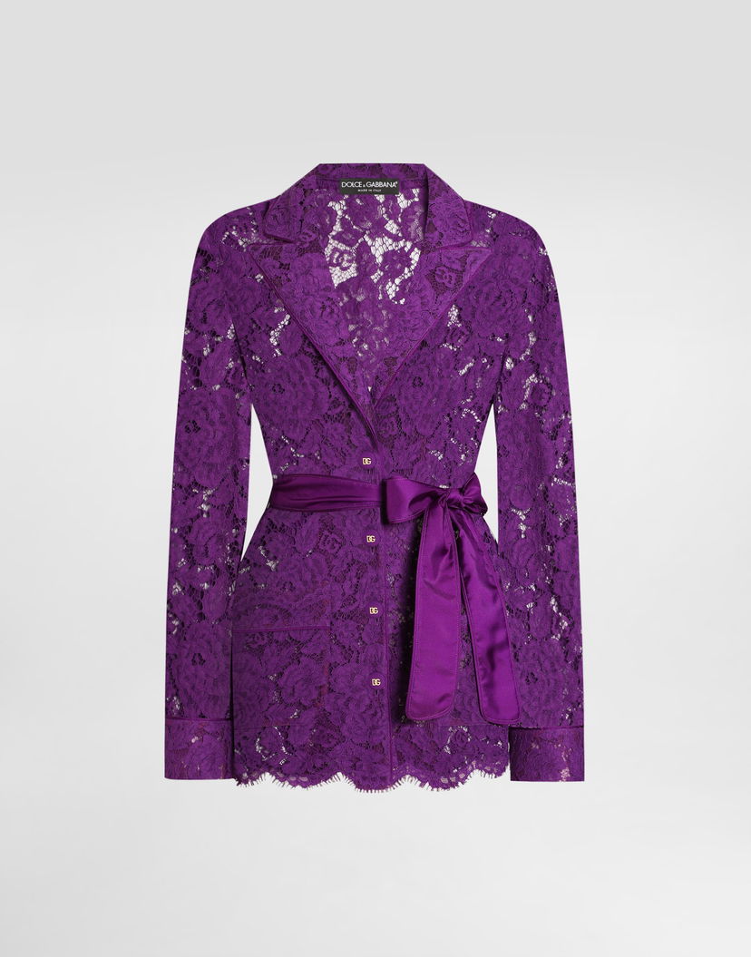 Риза Dolce & Gabbana Dolce & Gabbana Floral Lace Vanity Shirt Лилаво | F5R56THLM7LF0571