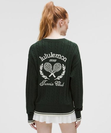 Пуловер lululemon Cable-Knit Tennis Cardigan Зелено | prod20001107, 2
