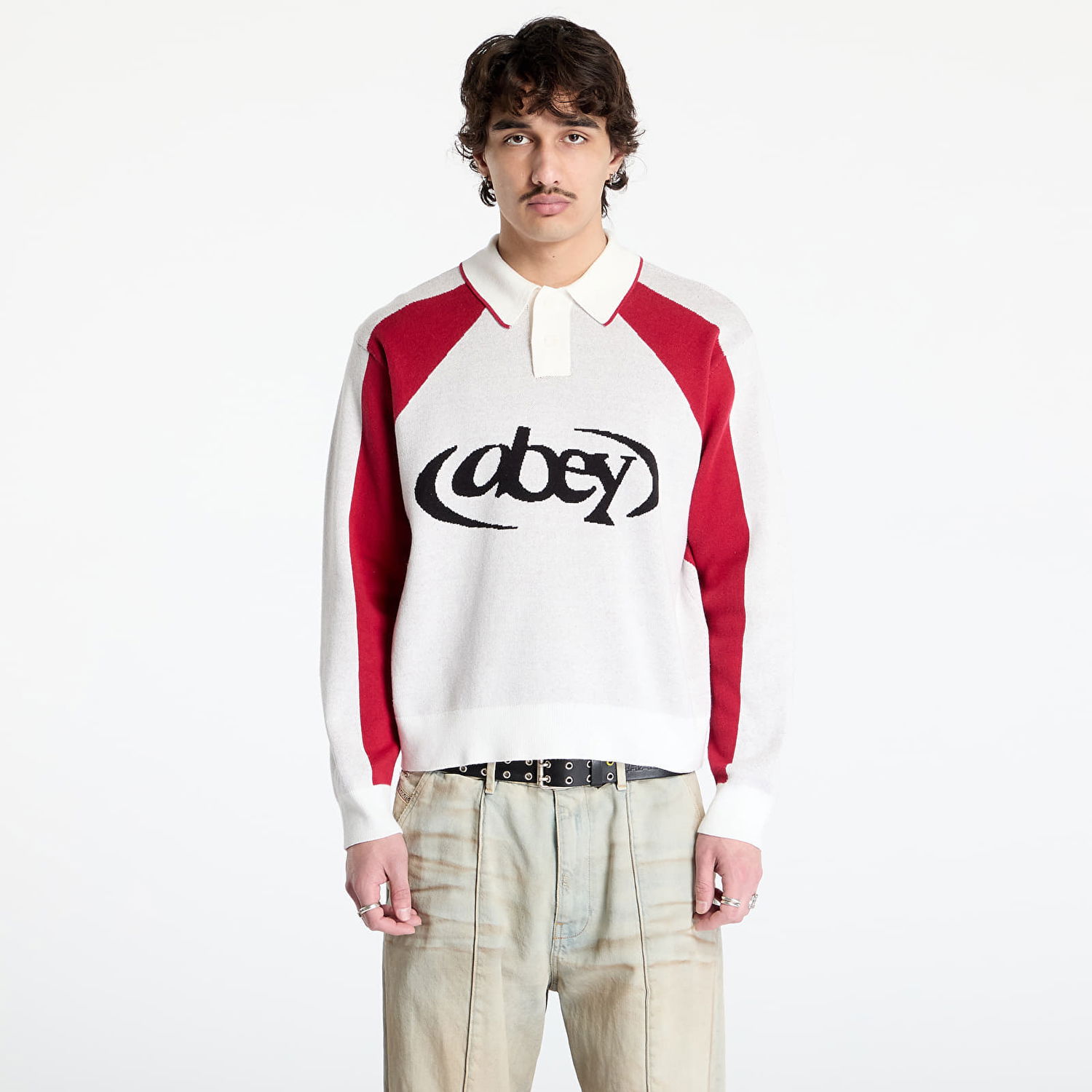 Пуловер OBEY OBEY Soccer Polo Sweater Бяло | 151000100-WTM, 0